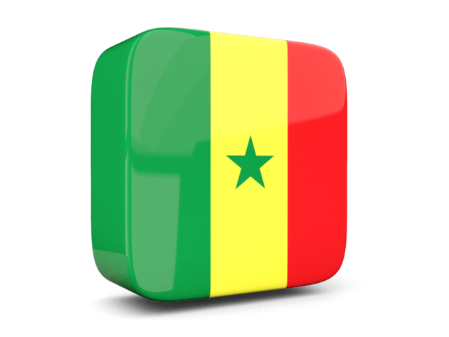 Glossy square icon 3d. Download flag icon of Senegal at PNG format