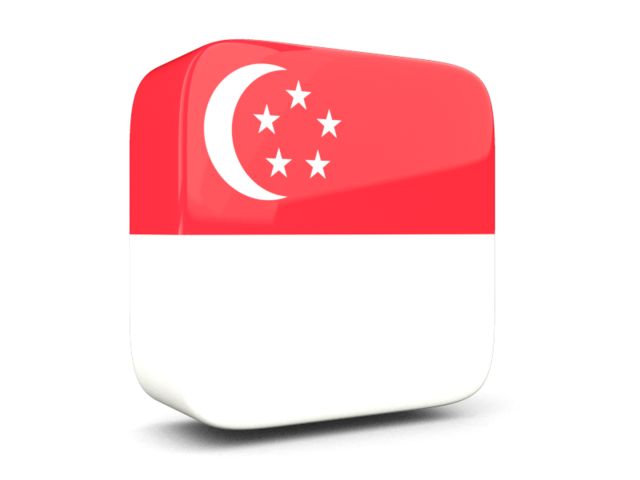 Glossy square icon 3d. Download flag icon of Singapore at PNG format