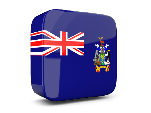 Глянцевая квадратная иконка 3d. Скачать флаг. Южная Георгия и Южные Сандвичевы острова