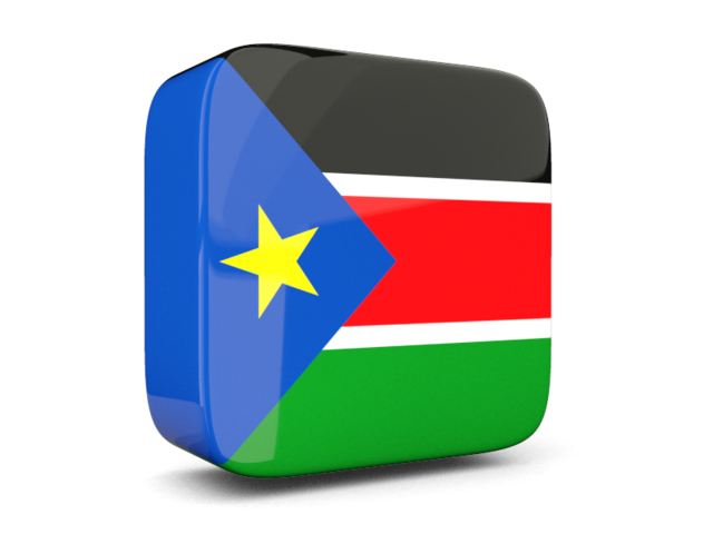 Глянцевая квадратная иконка 3d. Скачать флаг. Южный Судан