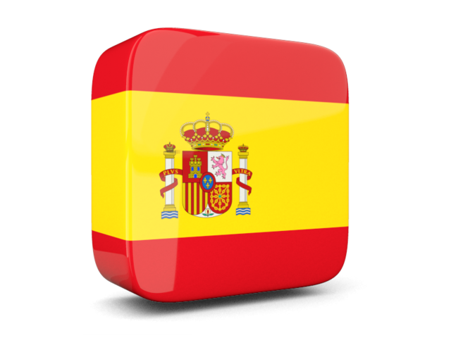 Glossy square icon 3d. Download flag icon of Spain at PNG format