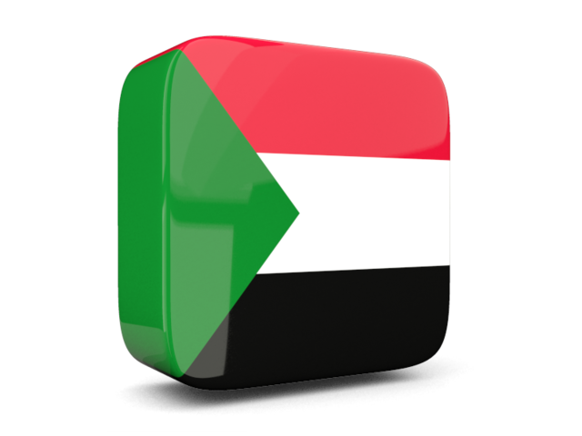 Glossy square icon 3d. Download flag icon of Sudan at PNG format