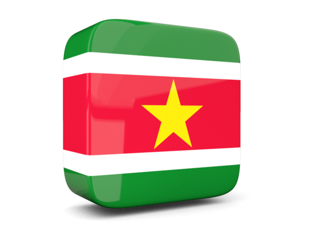 Glossy square icon 3d. Download flag icon of Suriname at PNG format