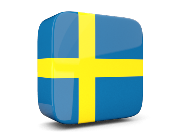 Глянцевая квадратная иконка 3d. Скачать флаг. Швеция