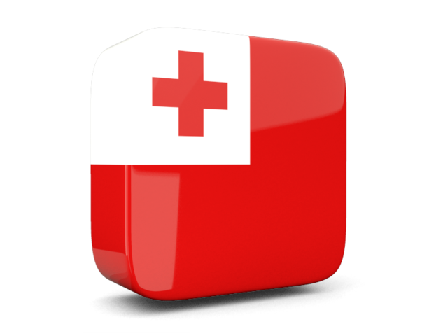Glossy square icon 3d. Download flag icon of Tonga at PNG format