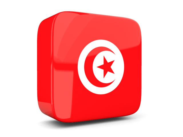 Glossy square icon 3d. Download flag icon of Tunisia at PNG format