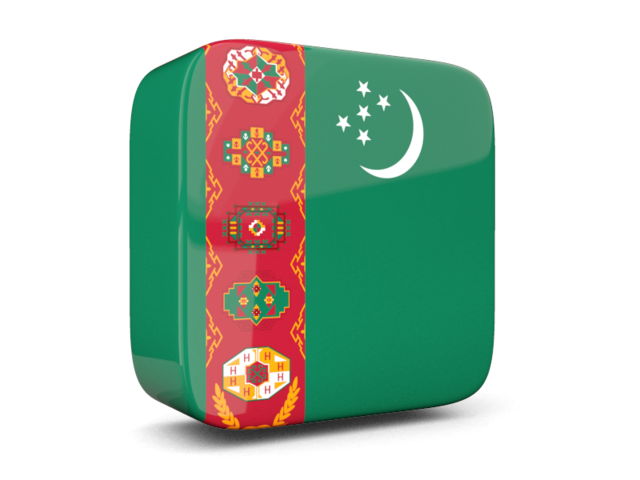Glossy square icon 3d. Download flag icon of Turkmenistan at PNG format