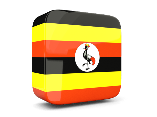 Glossy square icon 3d. Download flag icon of Uganda at PNG format