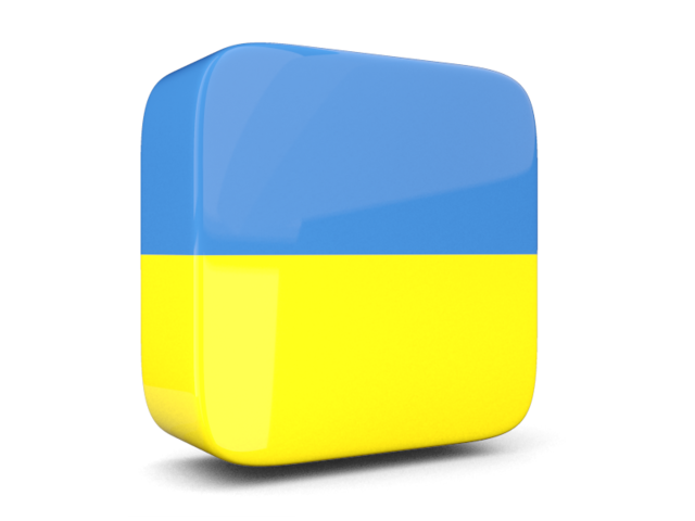 Glossy square icon 3d. Download flag icon of Ukraine at PNG format