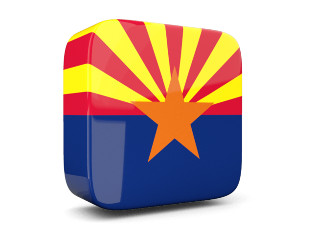 Glossy square icon 3d. Download flag icon of Arizona