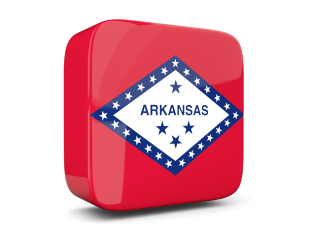Glossy square icon 3d. Download flag icon of Arkansas