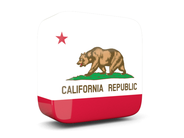 Glossy square icon 3d. Download flag icon of California