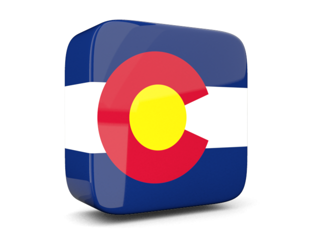 Glossy square icon 3d. Download flag icon of Colorado