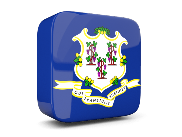 Glossy square icon 3d. Download flag icon of Connecticut
