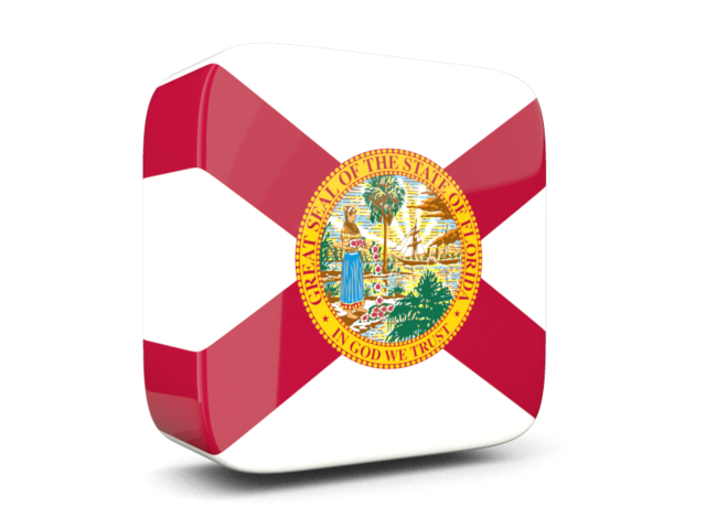 Glossy square icon 3d. Download flag icon of Florida