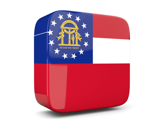 Glossy square icon 3d. Download flag icon of Georgia