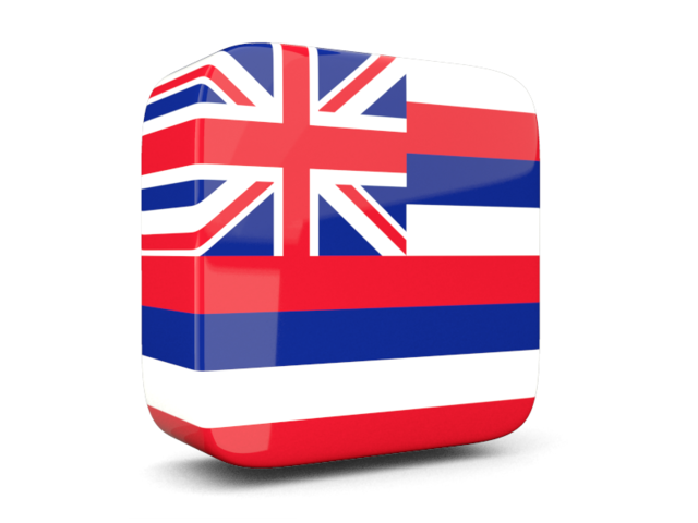 Glossy square icon 3d. Download flag icon of Hawaii