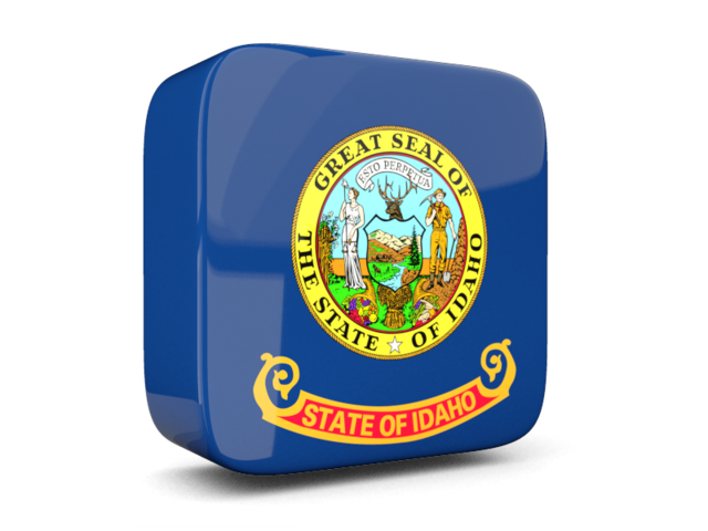 Glossy square icon 3d. Download flag icon of Idaho