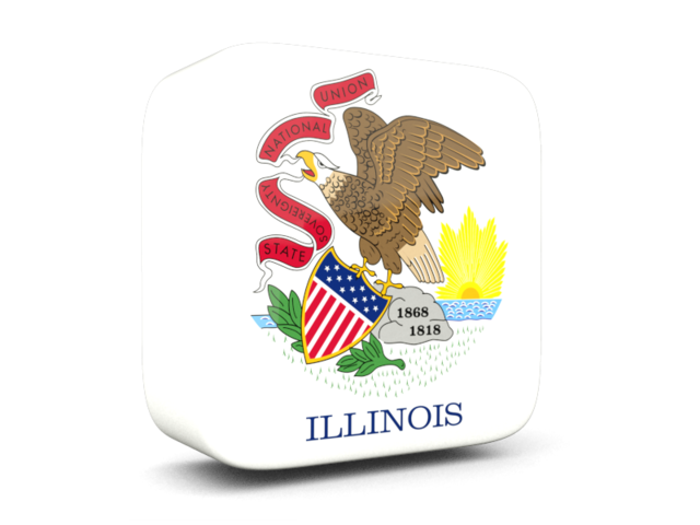 Glossy square icon 3d. Download flag icon of Illinois