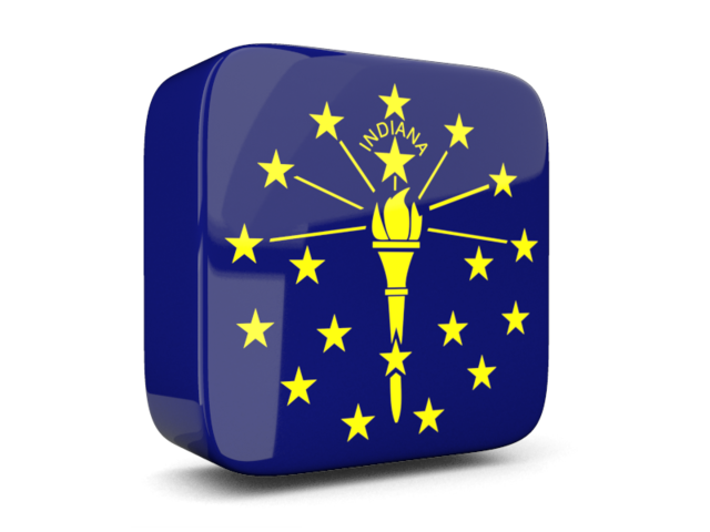 Glossy square icon 3d. Download flag icon of Indiana