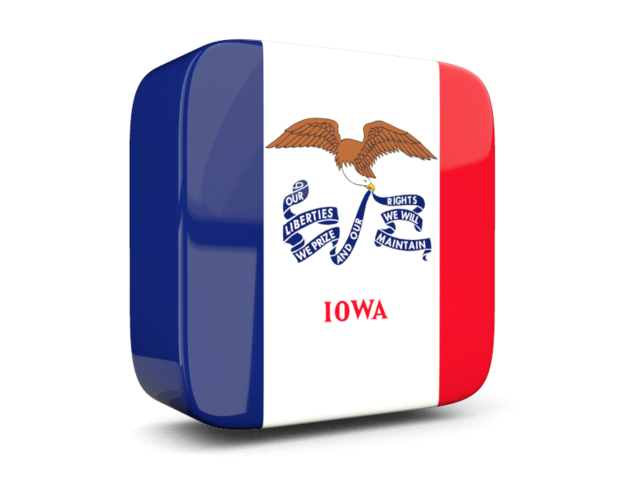 Glossy square icon 3d. Download flag icon of Iowa