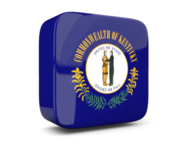 Glossy square icon 3d. Download flag icon of Kentucky