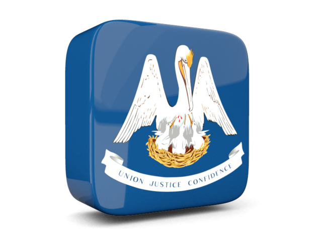 Glossy square icon 3d. Download flag icon of Louisiana