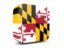Flag of state of Maryland. Glossy square icon 3d. Download icon