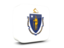 Flag of state of Massachusetts. Glossy square icon 3d. Download icon