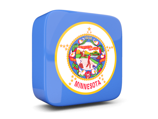 Glossy square icon 3d. Download flag icon of Minnesota