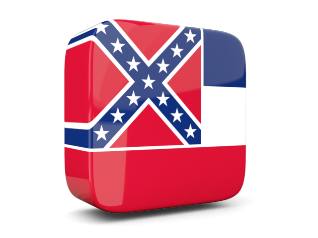 Glossy square icon 3d. Download flag icon of Mississippi