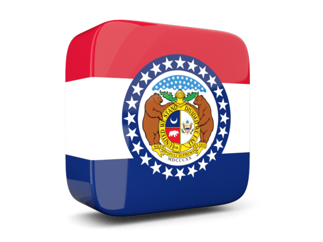 Glossy square icon 3d. Download flag icon of Missouri