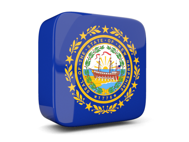 Glossy square icon 3d. Download flag icon of New Hampshire