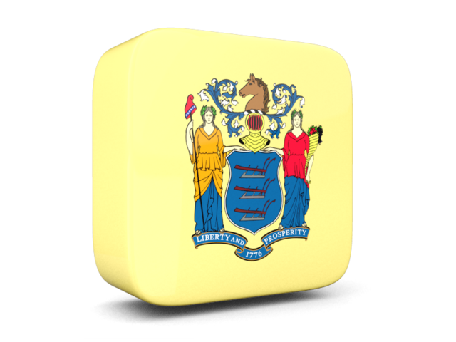 Glossy square icon 3d. Download flag icon of New Jersey