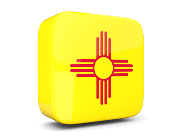 Glossy square icon 3d. Download flag icon of New Mexico