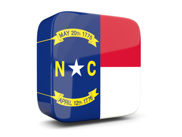 Glossy square icon 3d. Download flag icon of North Carolina