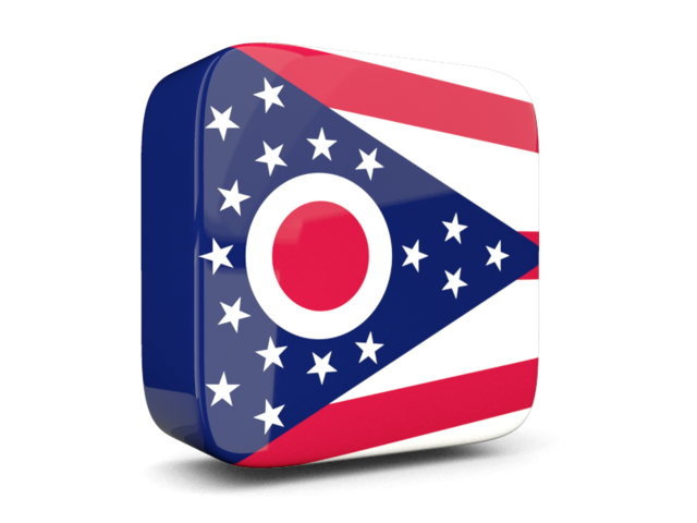 Glossy square icon 3d. Download flag icon of Ohio