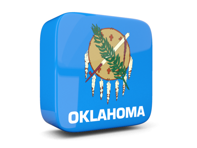 Glossy square icon 3d. Download flag icon of Oklahoma