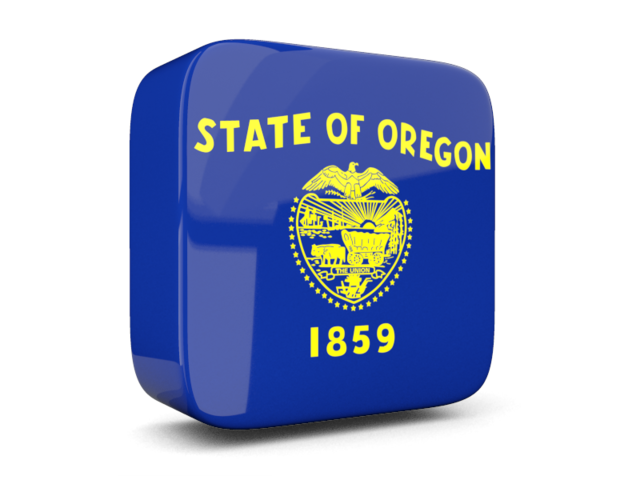 Glossy square icon 3d. Download flag icon of Oregon