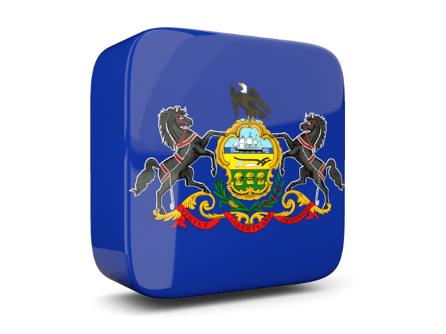 Glossy square icon 3d. Download flag icon of Pennsylvania