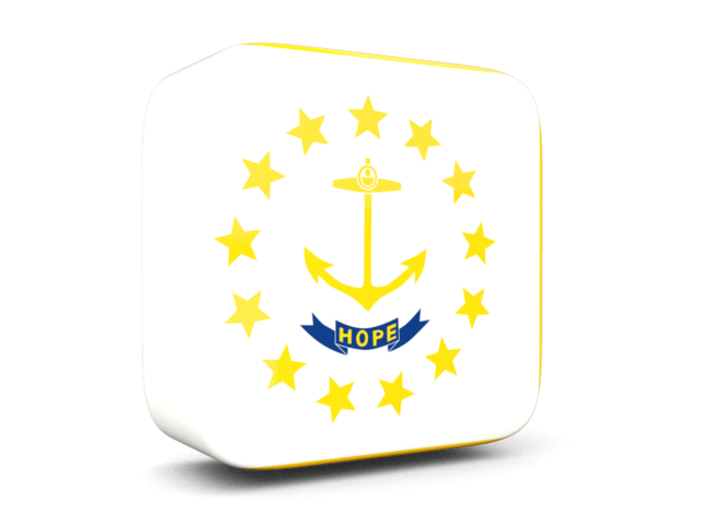 Glossy square icon 3d. Download flag icon of Rhode Island