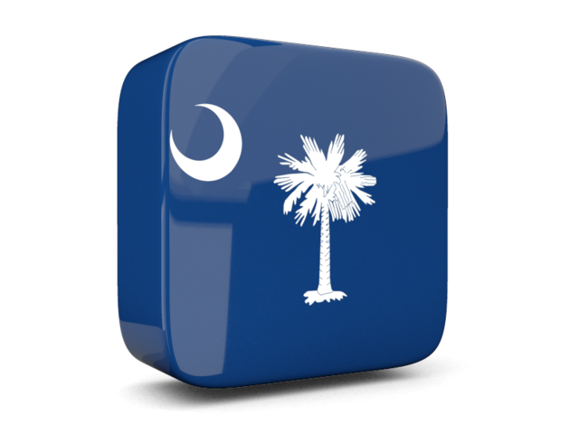 Glossy square icon 3d. Download flag icon of South Carolina