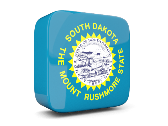 Glossy square icon 3d. Download flag icon of South Dakota