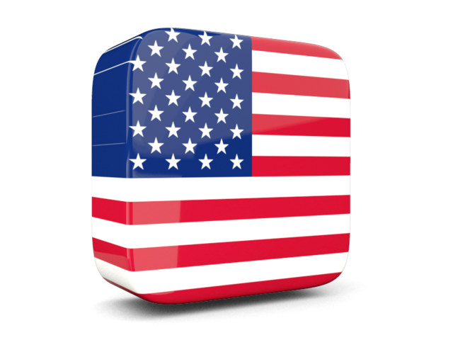 Glossy square icon 3d. Download flag icon of United States of America at PNG format
