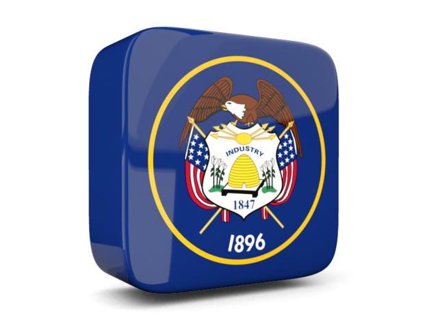 Glossy square icon 3d. Download flag icon of Utah