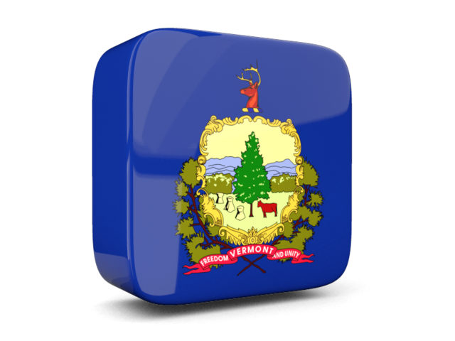 Glossy square icon 3d. Download flag icon of Vermont