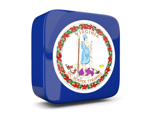 Glossy square icon 3d. Download flag icon of Virginia