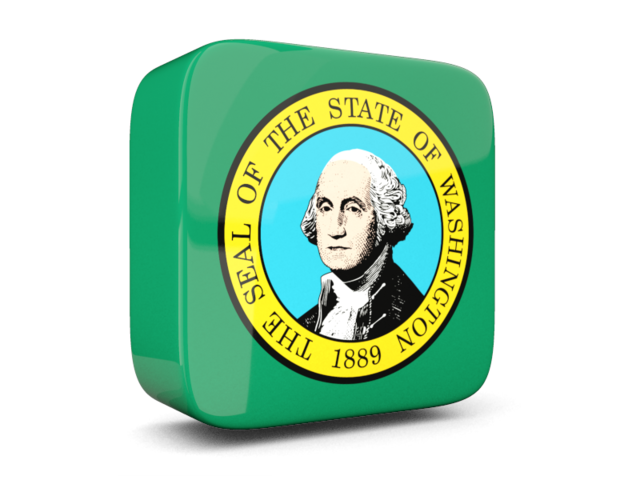 Glossy square icon 3d. Download flag icon of Washington