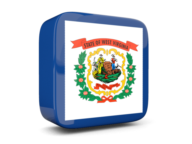 Glossy square icon 3d. Download flag icon of West Virginia