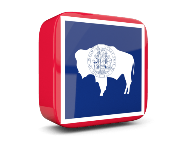 Glossy square icon 3d. Download flag icon of Wyoming